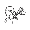 Icon depicting laser therapy treatment on a shoulder.